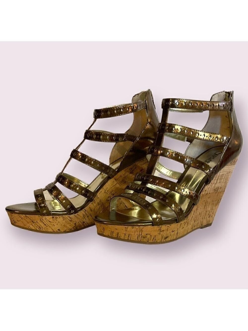 Carlos By Carlos Santana Size 9.5 Maliki Wedges, Bronze Metallic